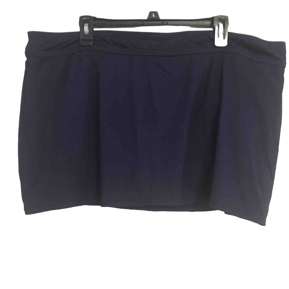ANNE COLE Plus Size Banded Swim Skirt Navy Blue 22W,‎ MSRP $64